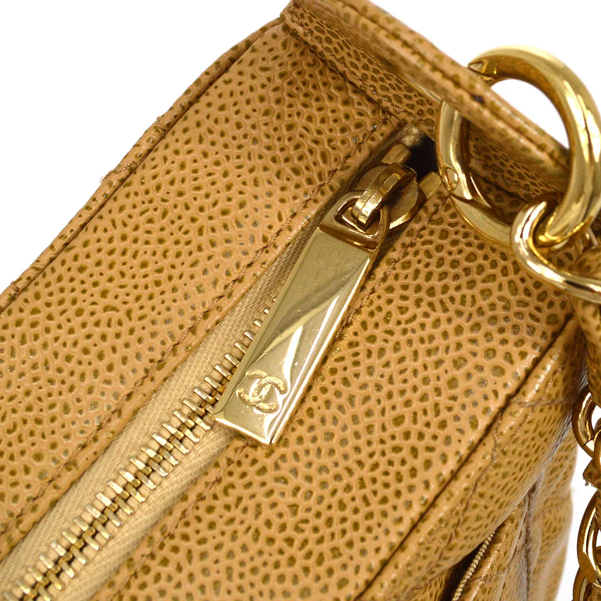 Chanel 2003-2004 Beige Caviar Shoulder Bag