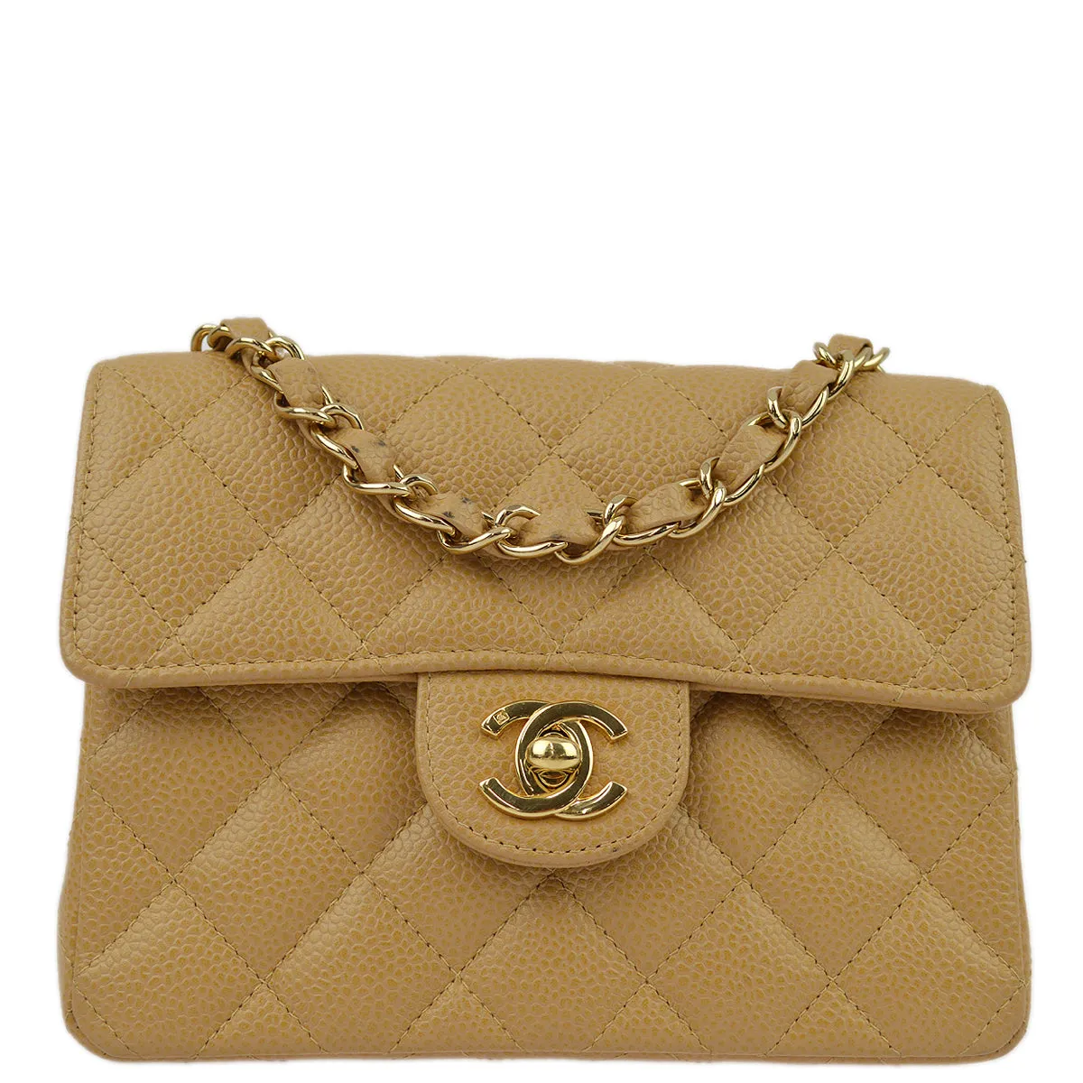 Chanel 2003-2004 Caviar Mini Classic Square Flap Bag 17