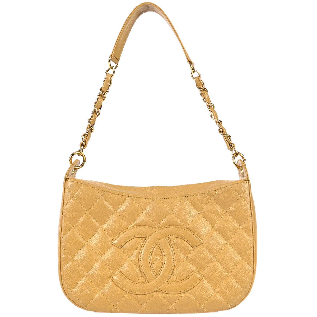 Chanel 2004-2005 Beige Caviar Shoulder Bag