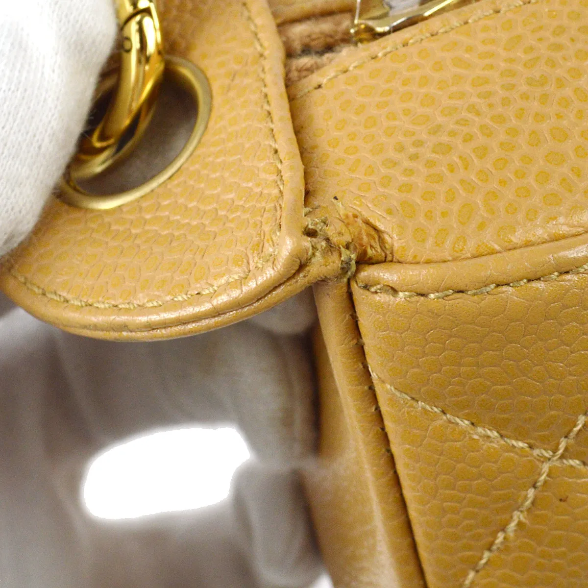 Chanel 2004-2005 Beige Caviar Shoulder Bag