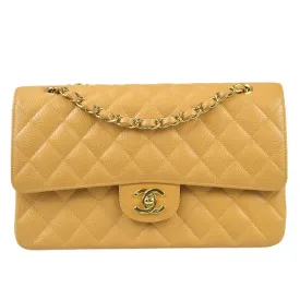 Chanel 2004-2005 Classic Double Flap Medium Beige Caviar
