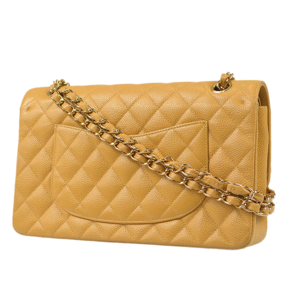 Chanel 2004-2005 Classic Double Flap Medium Beige Caviar