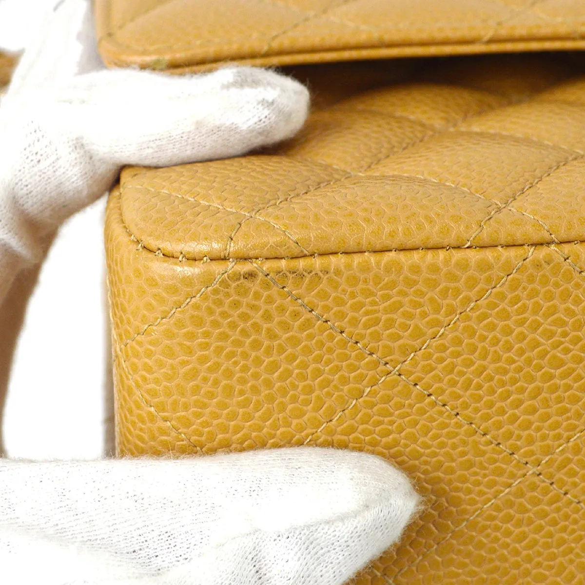 Chanel 2004-2005 Classic Double Flap Medium Beige Caviar