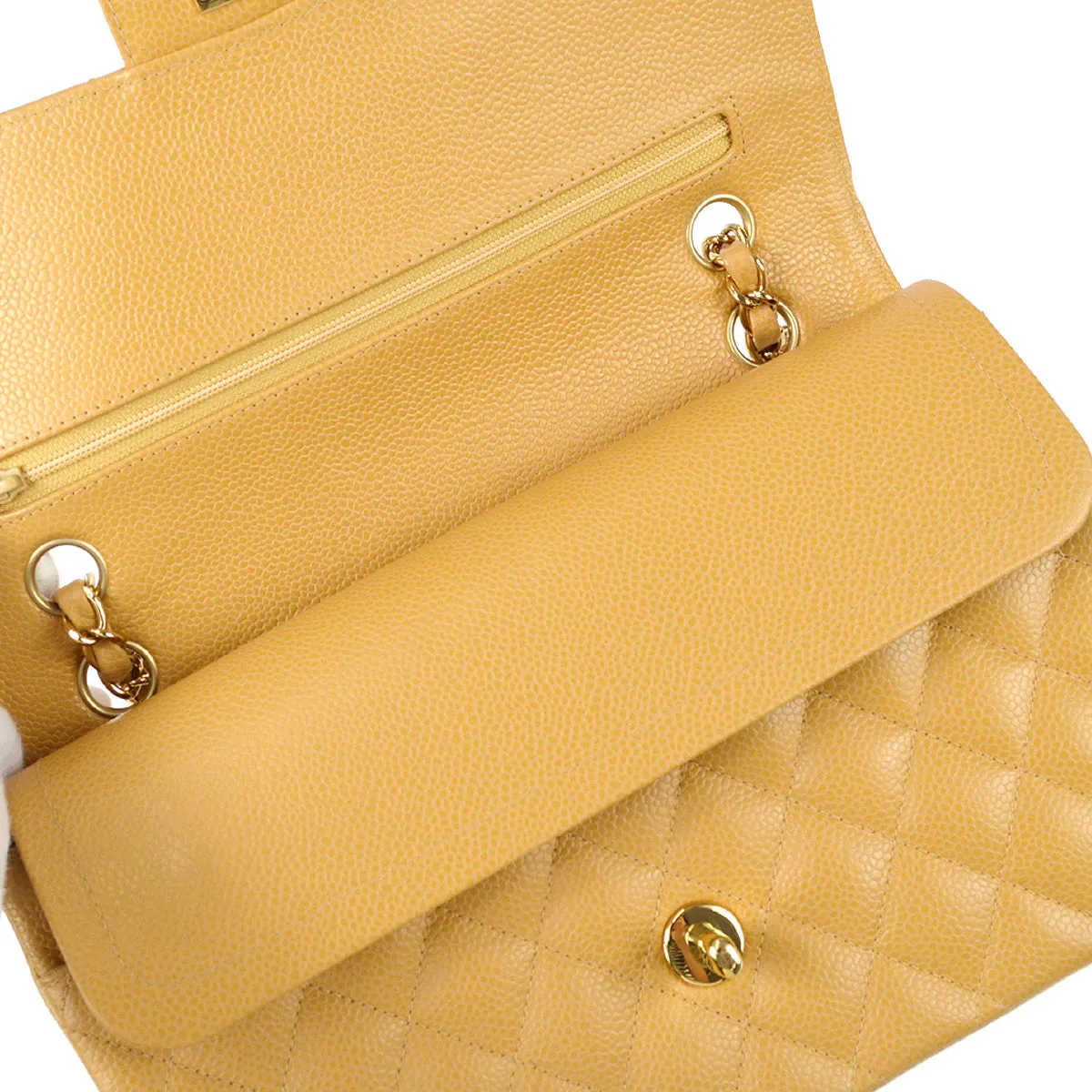 Chanel 2004-2005 Classic Double Flap Medium Beige Caviar