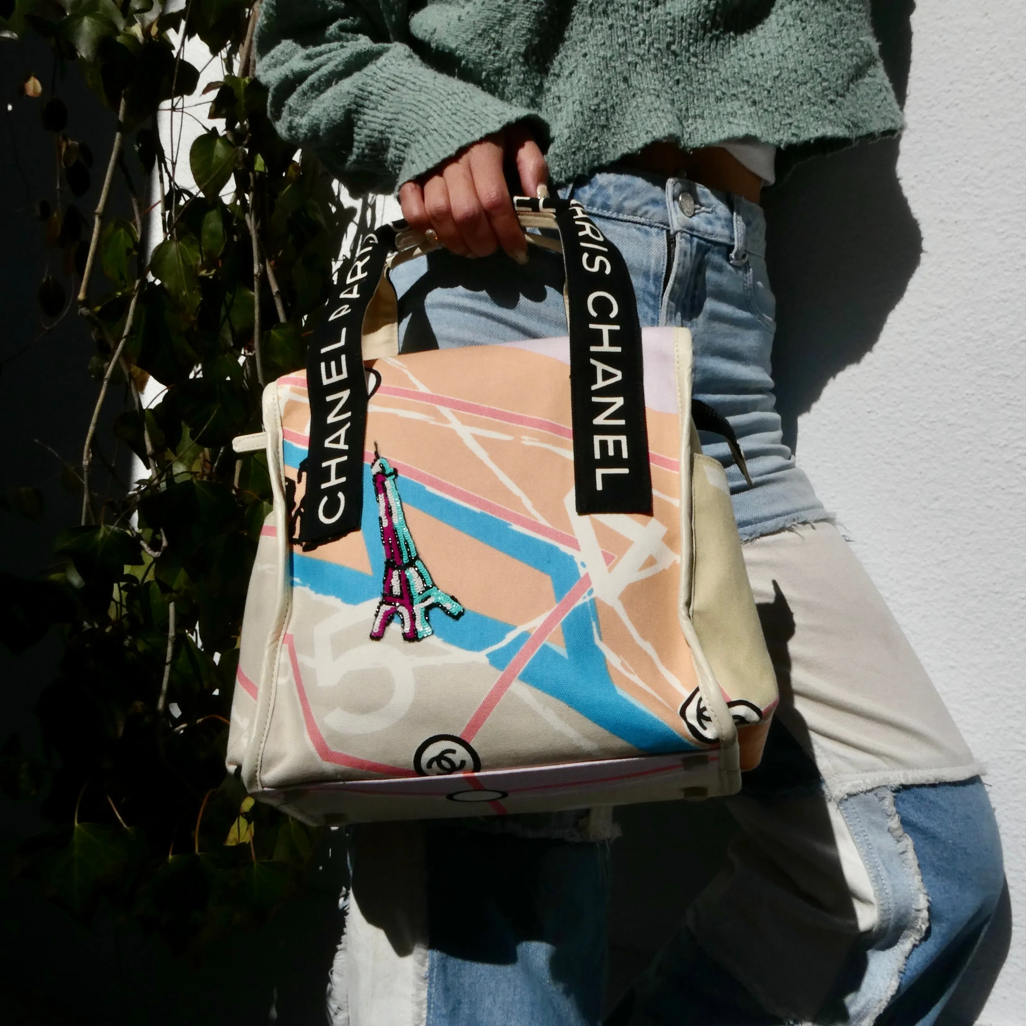 CHANEL 2005-2006 Paris Map Printed Handbag Medium