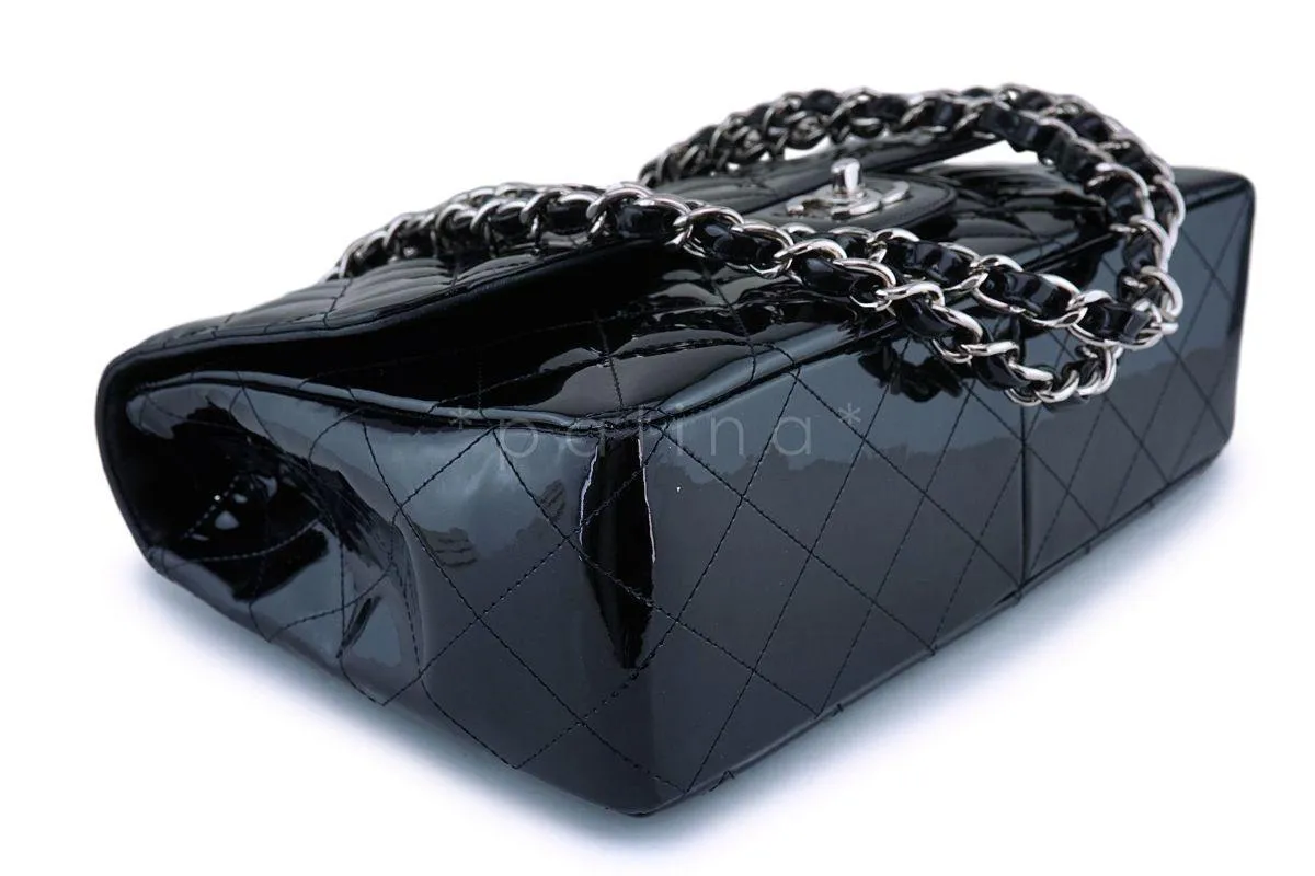 Chanel Black Patent Jumbo Classic Flap Bag SHW