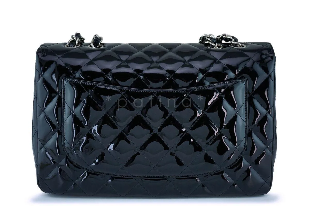Chanel Black Patent Jumbo Classic Flap Bag SHW