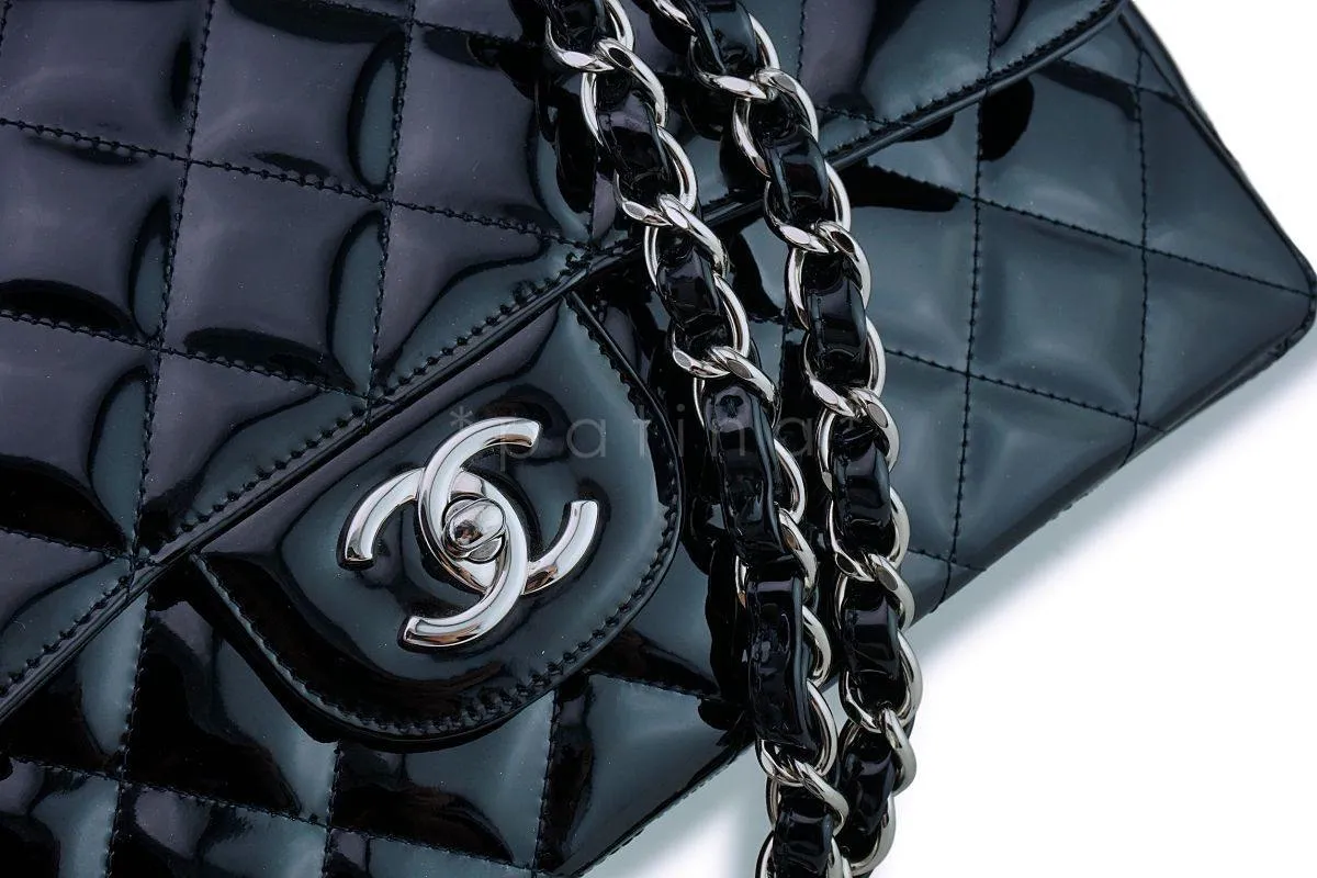 Chanel Black Patent Jumbo Classic Flap Bag SHW