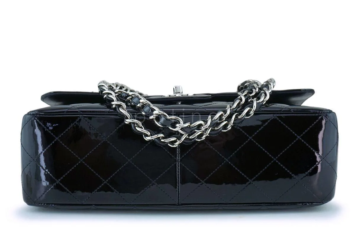 Chanel Black Patent Jumbo Classic Flap Bag SHW