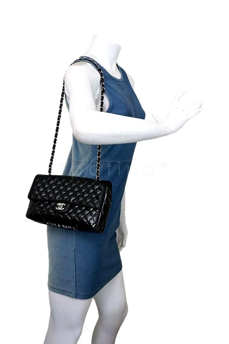 Chanel Black Patent Medium Classic 2.55 Flap Bag SHW
