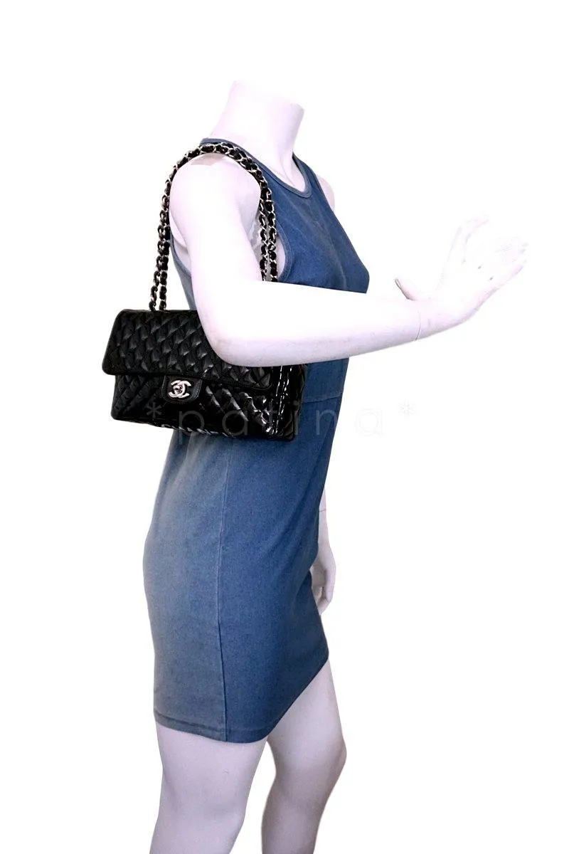 Chanel Black Patent Medium Classic 2.55 Flap Bag SHW