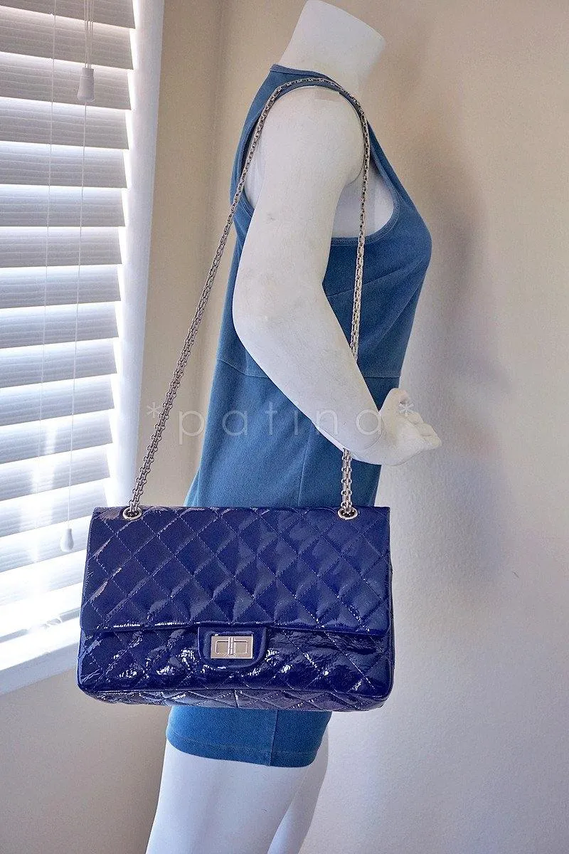 Chanel Blue Large Patent 227 Reissue Classic 2.55 Jumbo Flap Bag
