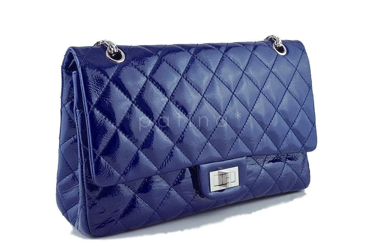 Chanel Blue Large Patent 227 Reissue Classic 2.55 Jumbo Flap Bag