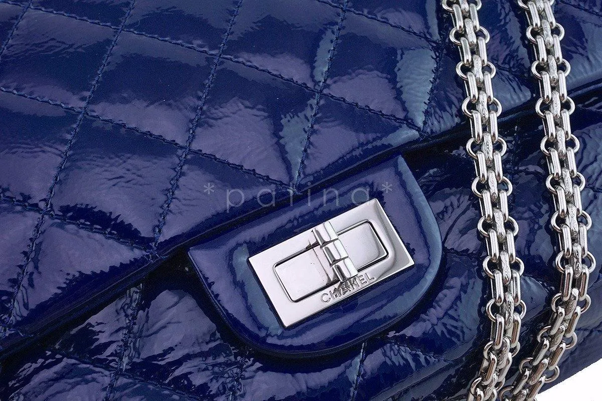 Chanel Blue Large Patent 227 Reissue Classic 2.55 Jumbo Flap Bag