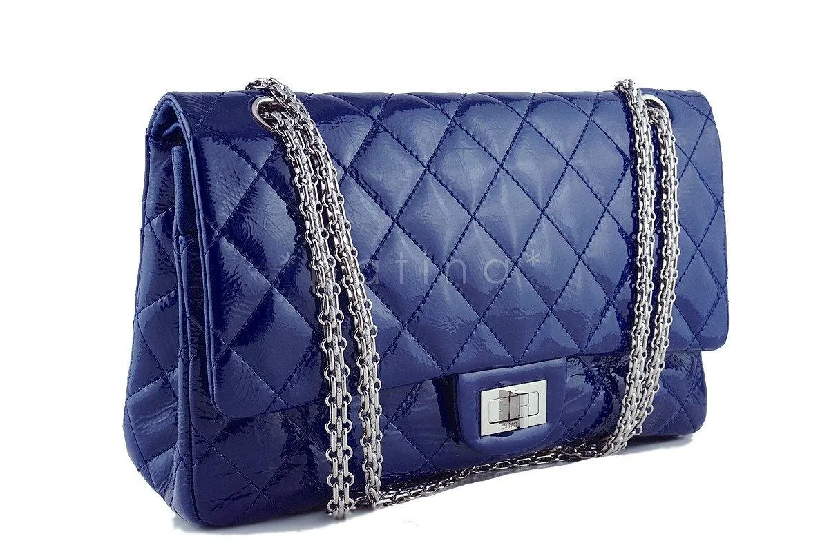 Chanel Blue Large Patent 227 Reissue Classic 2.55 Jumbo Flap Bag