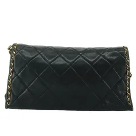 CHANEL Chain Shoulder Bag Leather Black CC 106420