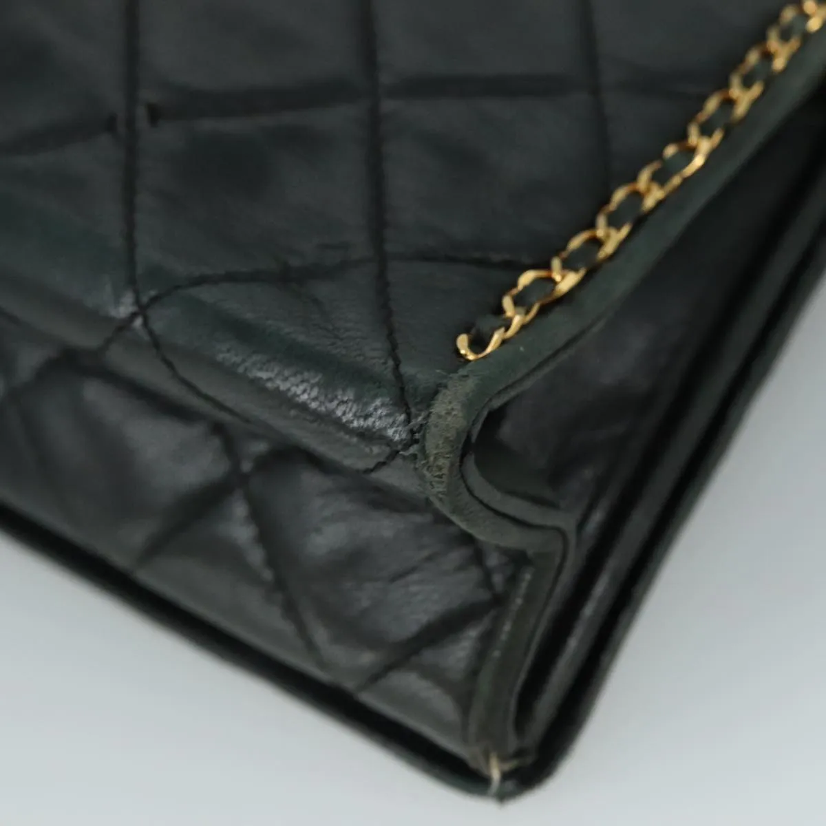 CHANEL Chain Shoulder Bag Leather Black CC 106420