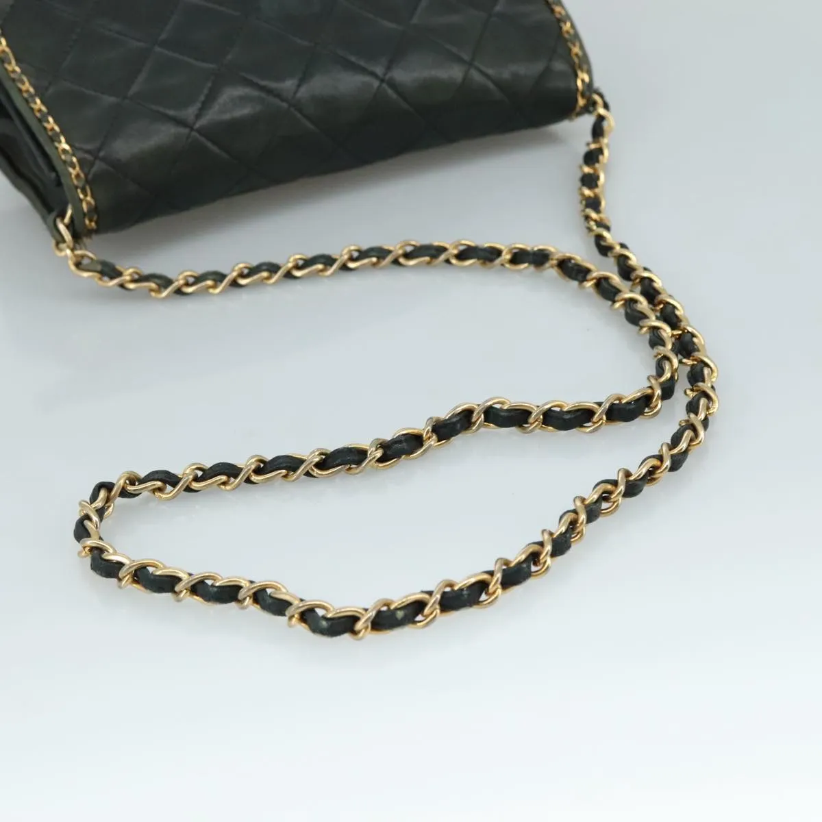 CHANEL Chain Shoulder Bag Leather Black CC 106420