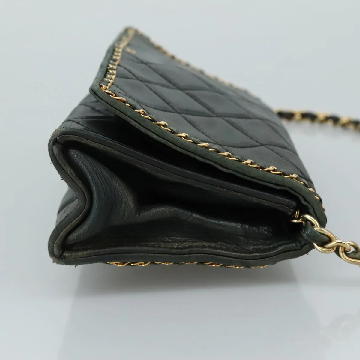 CHANEL Chain Shoulder Bag Leather Black CC 106420