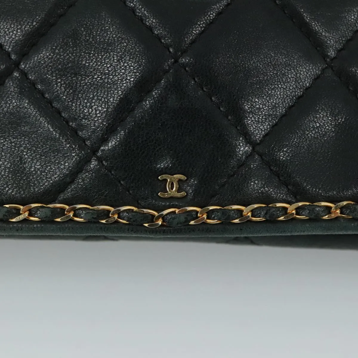 CHANEL Chain Shoulder Bag Leather Black CC 106420