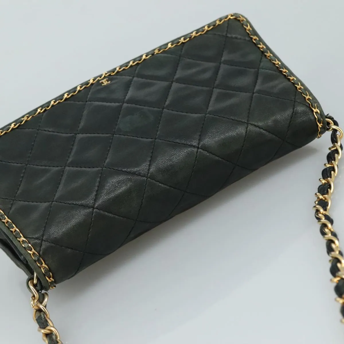 CHANEL Chain Shoulder Bag Leather Black CC 106420