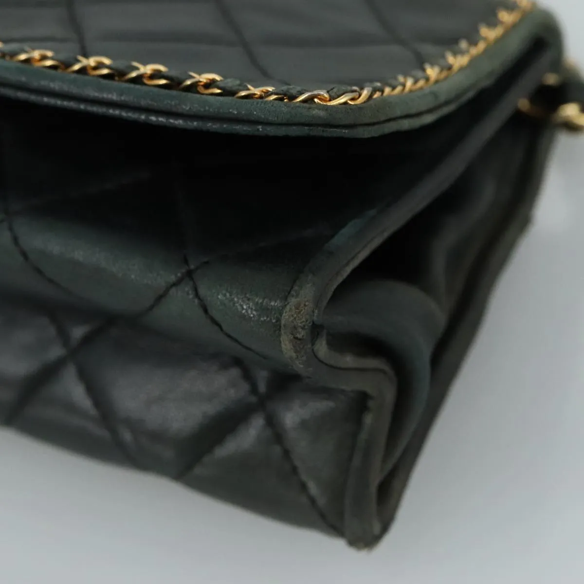 CHANEL Chain Shoulder Bag Leather Black CC 106420