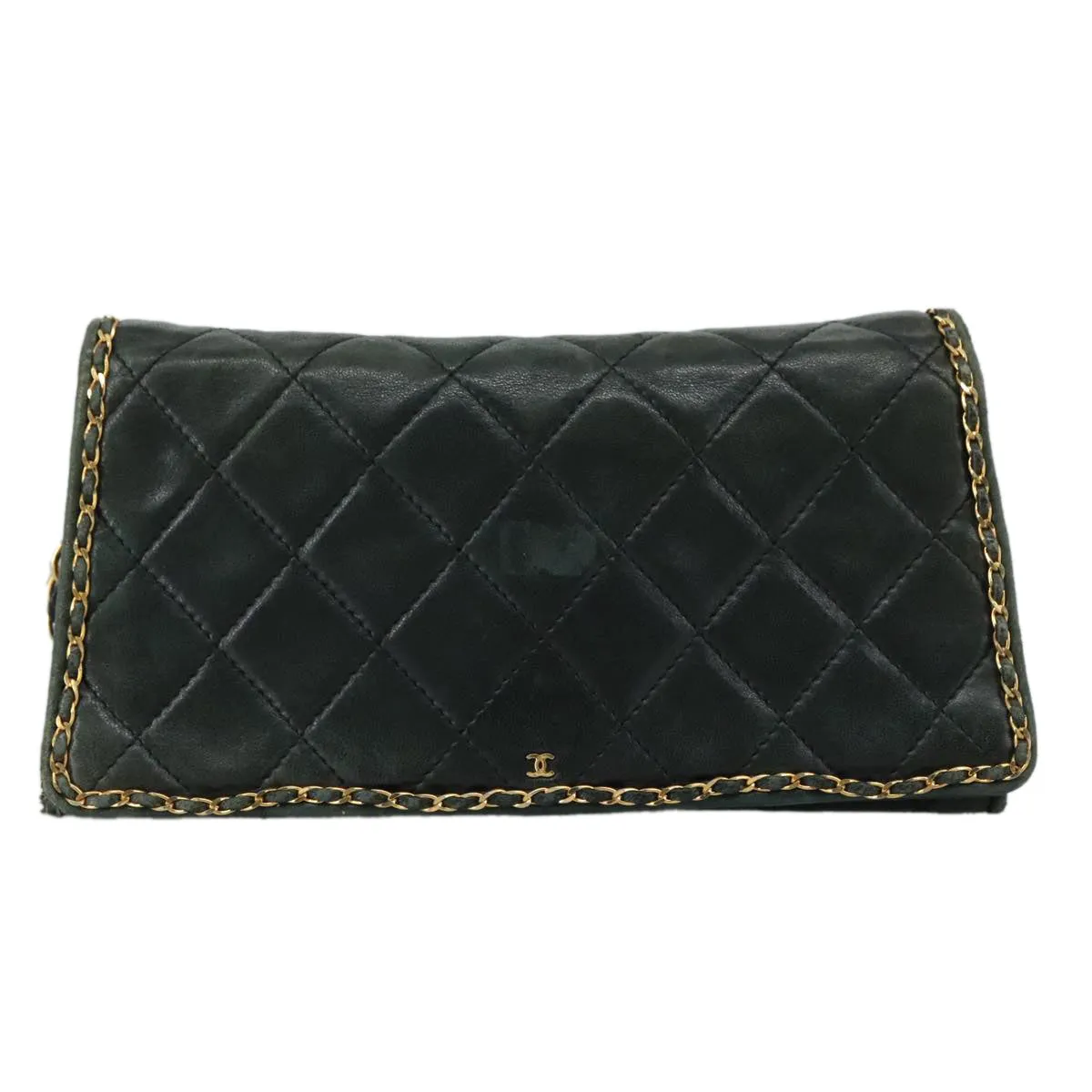 CHANEL Chain Shoulder Bag Leather Black CC 106420