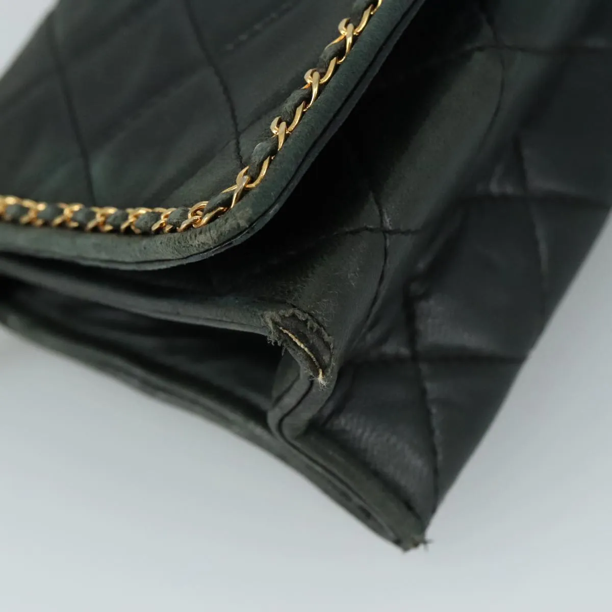 CHANEL Chain Shoulder Bag Leather Black CC 106420