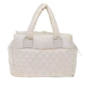 Chanel Coco Cocoon Hand Bag Patent Leather White CC Auth bs6942