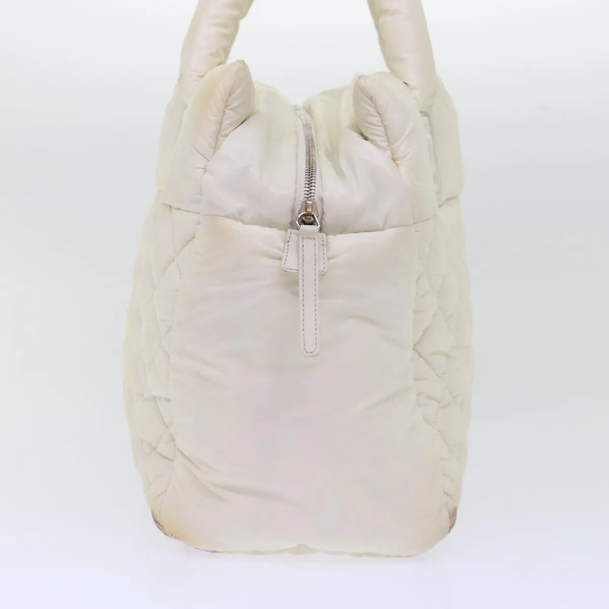 Chanel Coco Cocoon Hand Bag Patent Leather White CC Auth bs6942