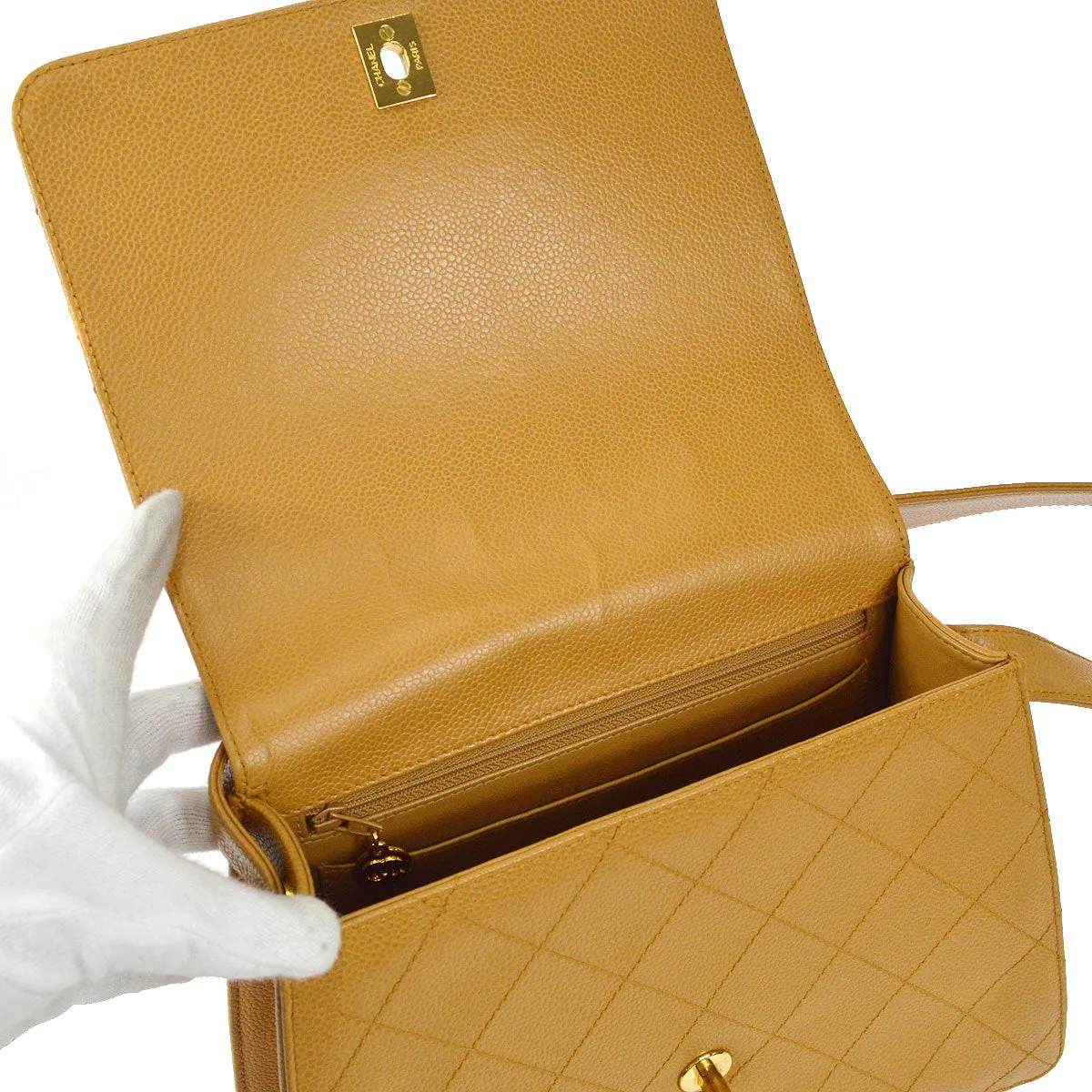 CHANEL Handbag Beige Caviar