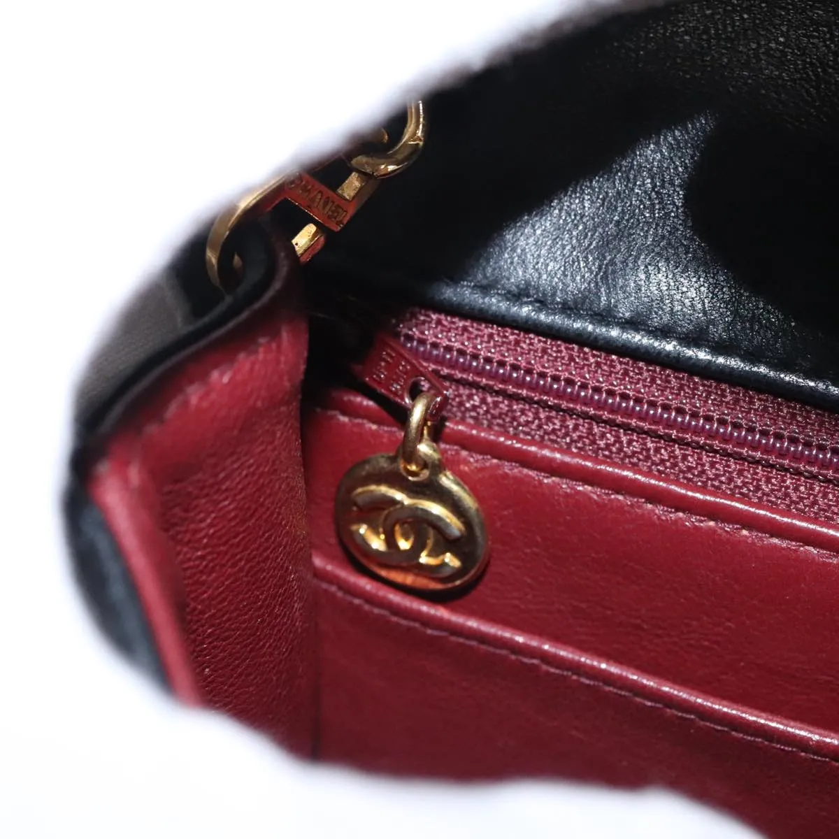 CHANEL Mini Materasse 17 Chain Shoulder Bag Lamb Skin Black Gold CC PP025