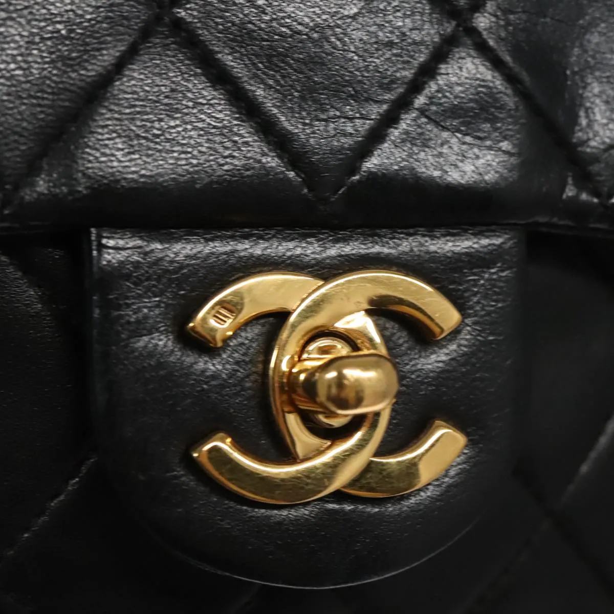CHANEL Mini Materasse 17 Chain Shoulder Bag Lamb Skin Black Gold CC PP025