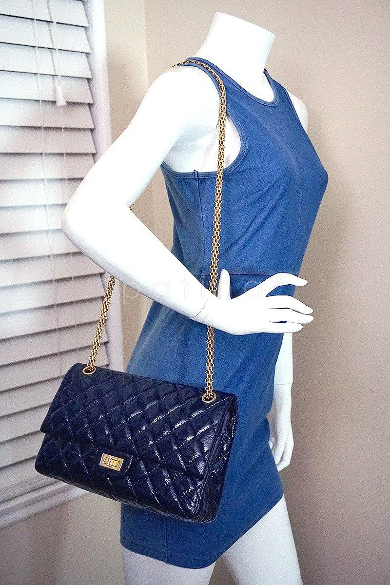 Chanel Navy Blue Patent 226 Reissue Classic 2.55 Double Flap Bag