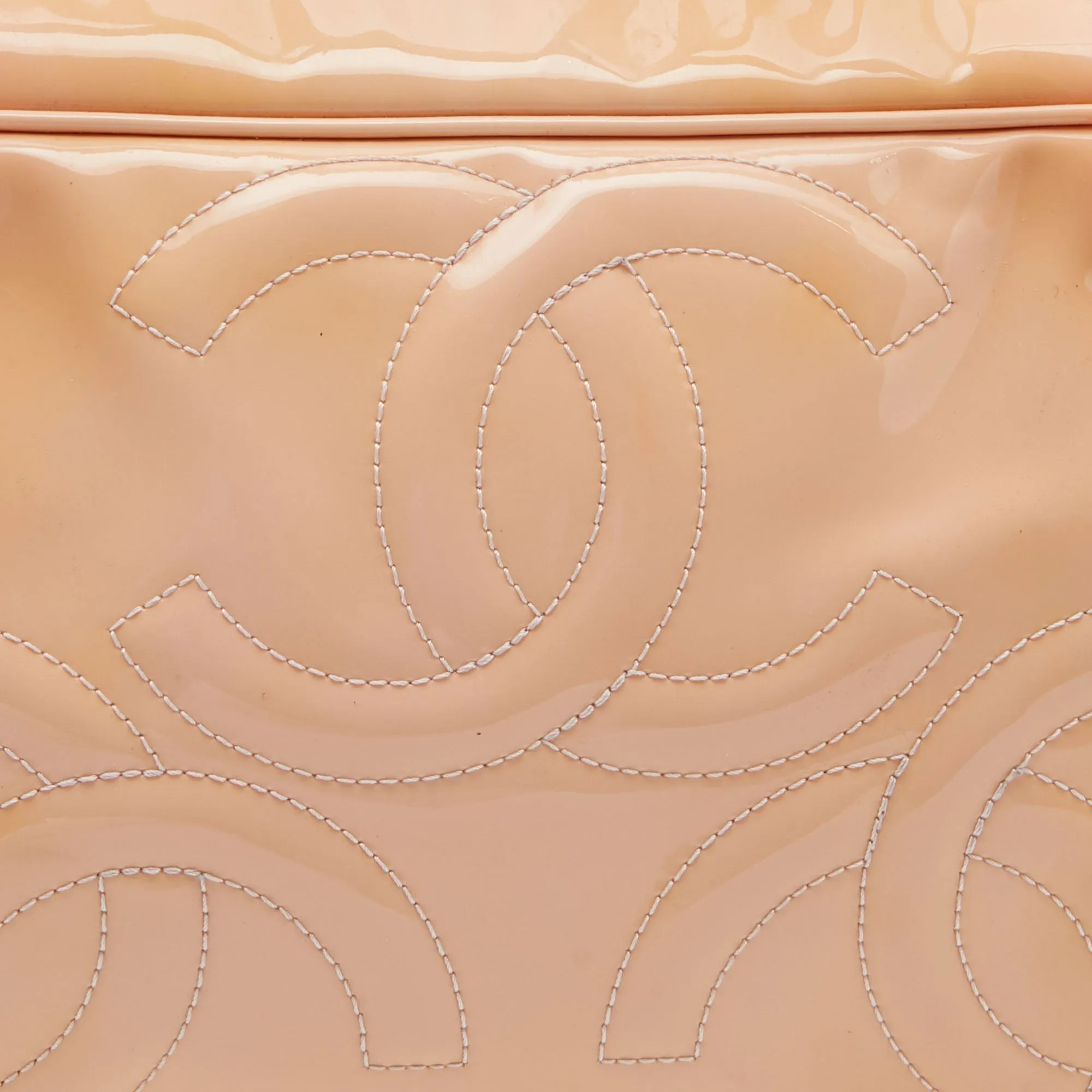 CHANEL Peach Patent Leather Triple CC Bag