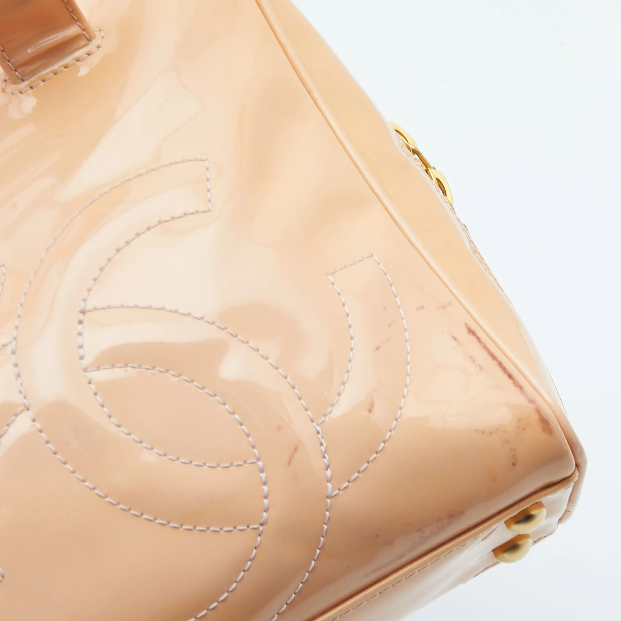 CHANEL Peach Patent Leather Triple CC Bag