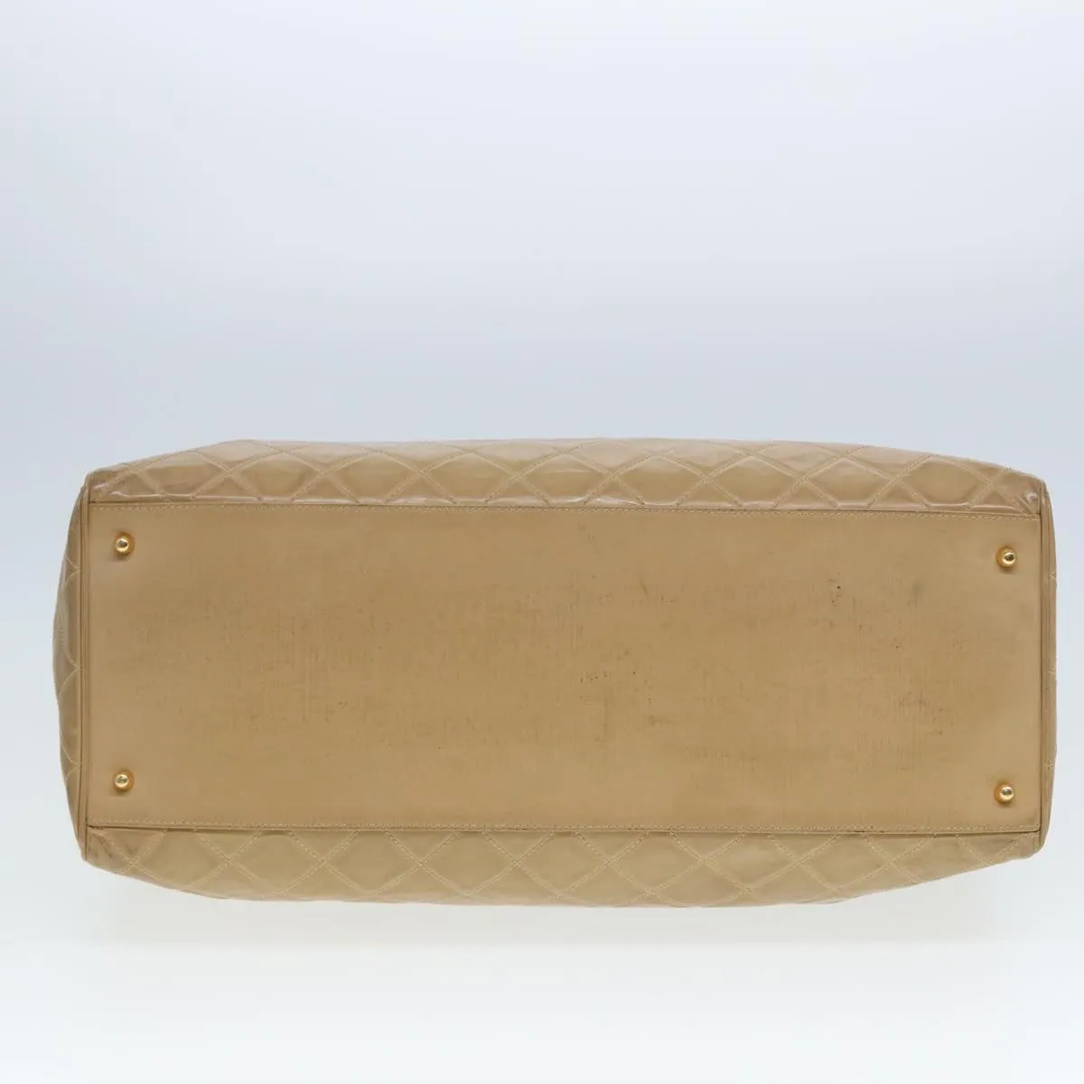 CHANEL Super Model bag Chain Turn Lock Bag Patent leather Beige CC Auth 77488