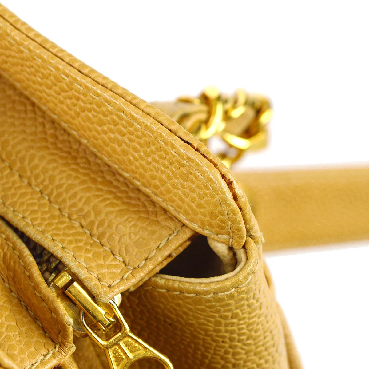Chanel Triple CC Chain Shoulder Bag Beige Caviar