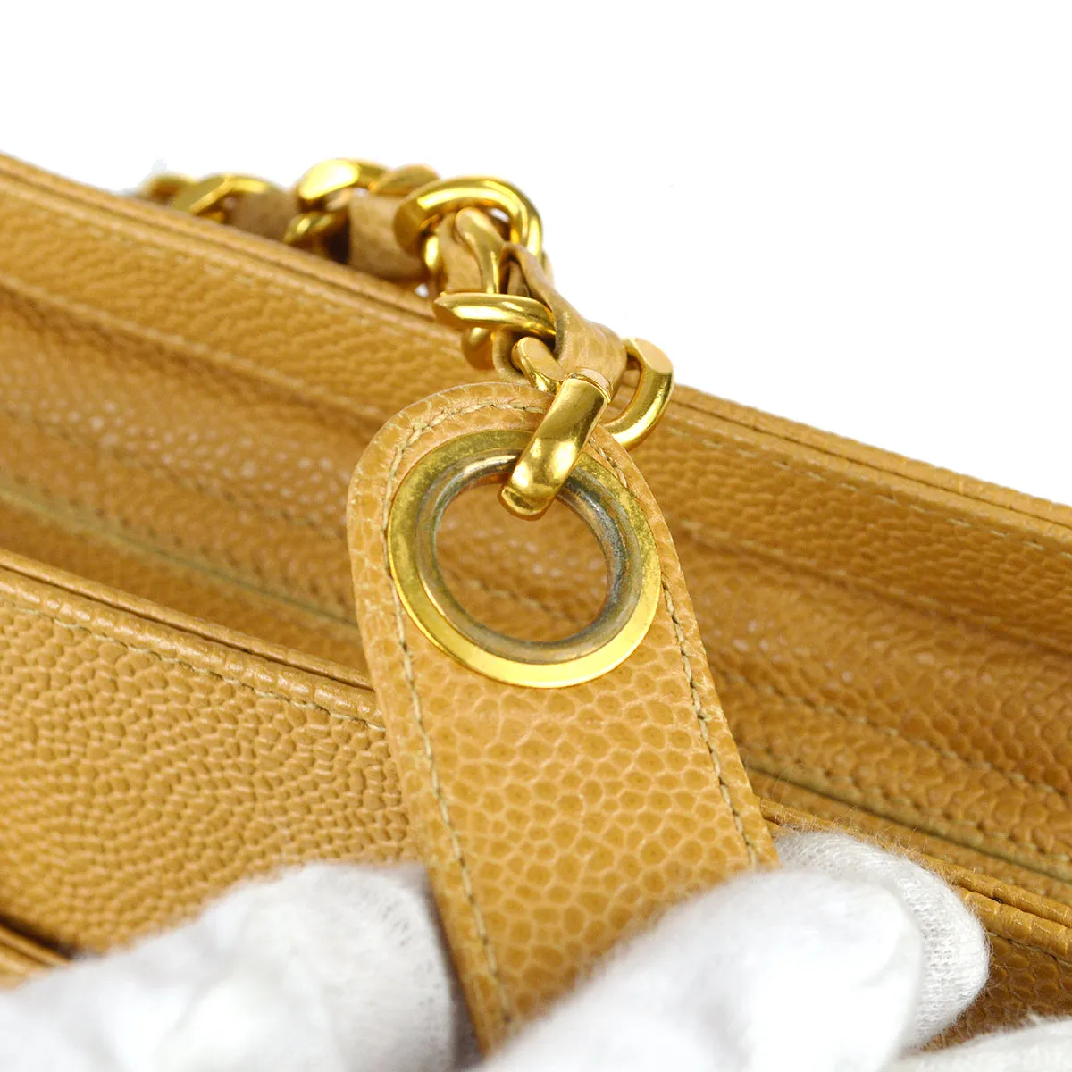 Chanel Triple CC Chain Shoulder Bag Beige Caviar