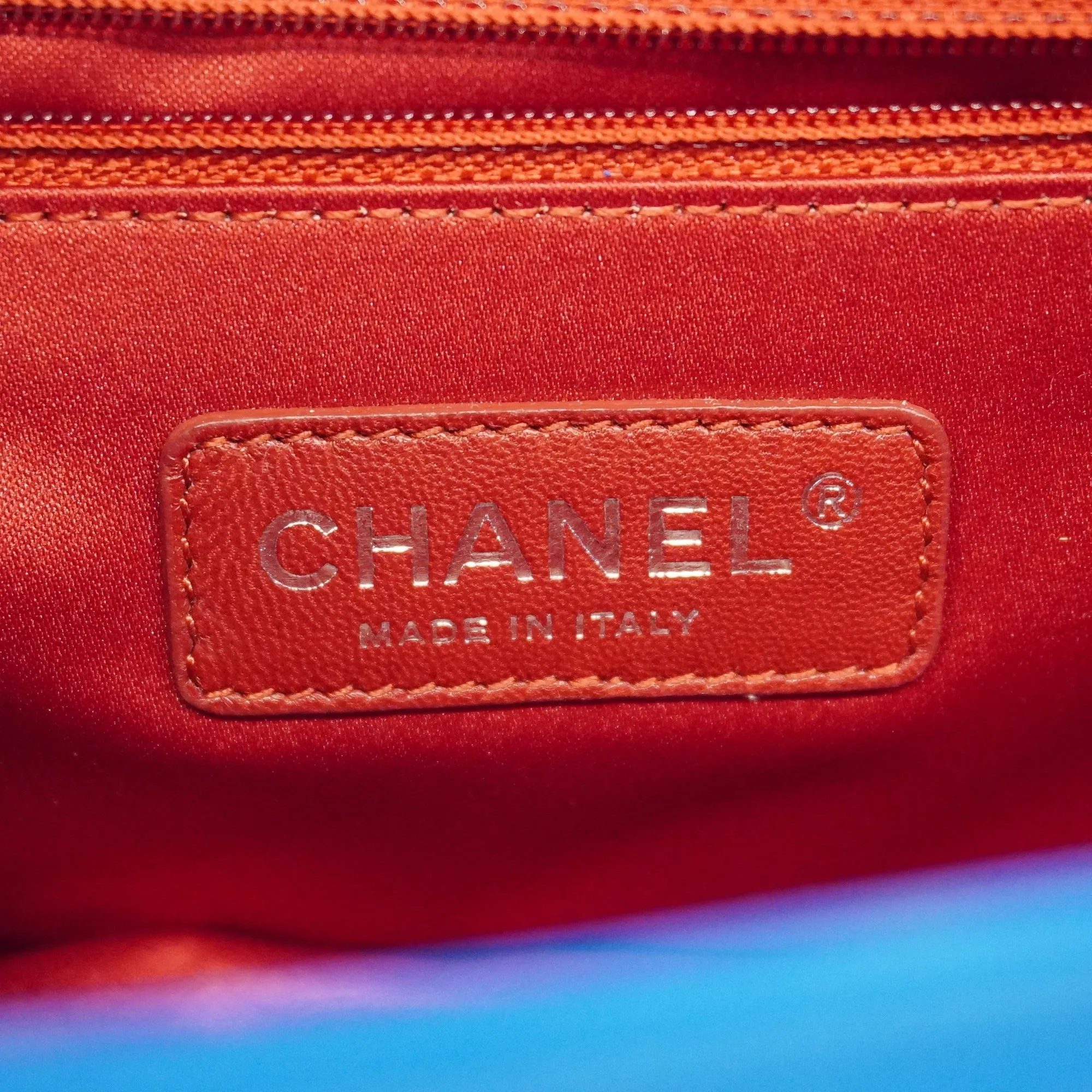 Chanel  W Chain Women's Patent Leather Shoulder Bag Blue