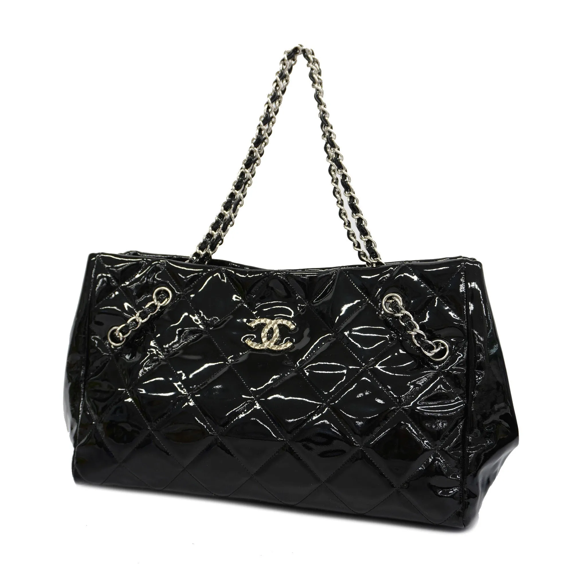 CHANELAuth  Matelasse Chain Shoulder Bag Women's Patent Leather Black