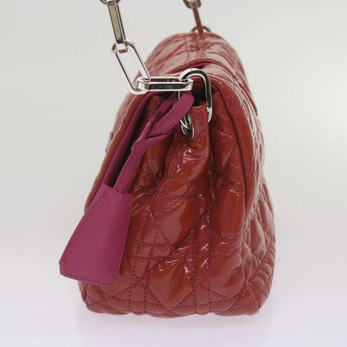 CHRISTIAN DIOR Canage Newlock Shoulder Bag patent Red Auth hk1131