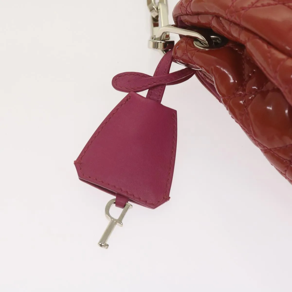CHRISTIAN DIOR Canage Newlock Shoulder Bag patent Red Auth hk1131