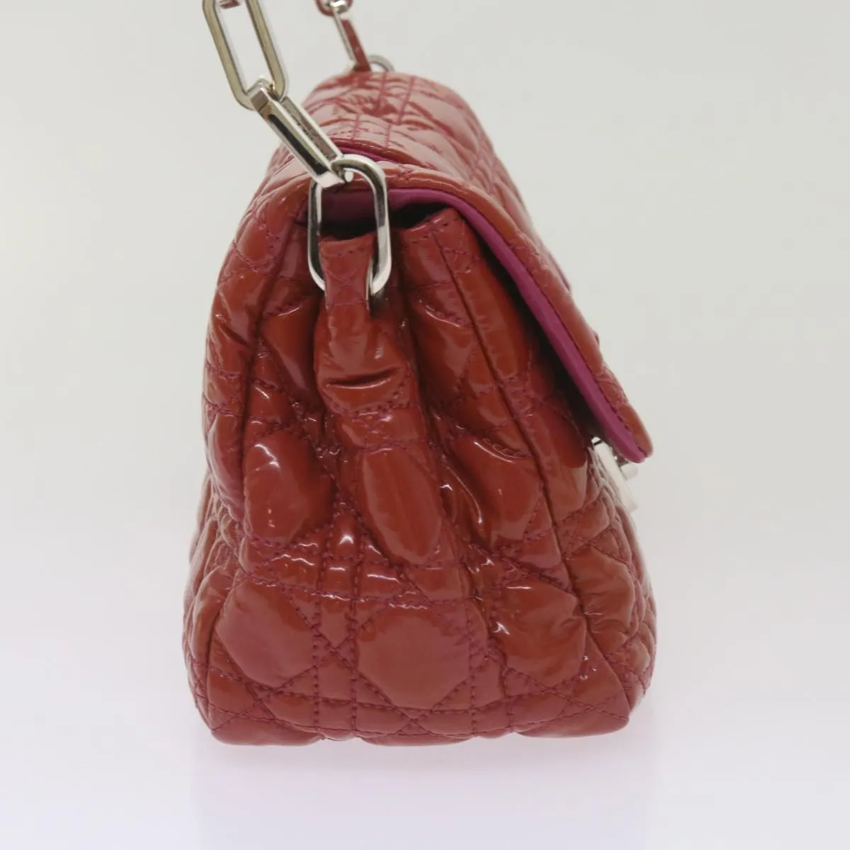 CHRISTIAN DIOR Canage Newlock Shoulder Bag patent Red Auth hk1131