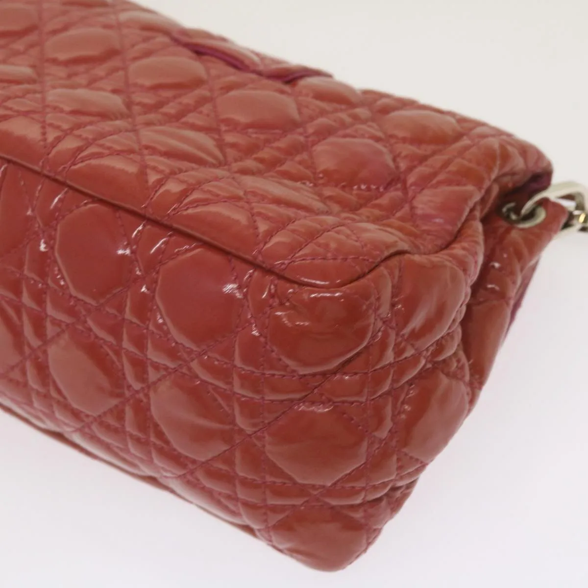 CHRISTIAN DIOR Canage Newlock Shoulder Bag patent Red Auth hk1131