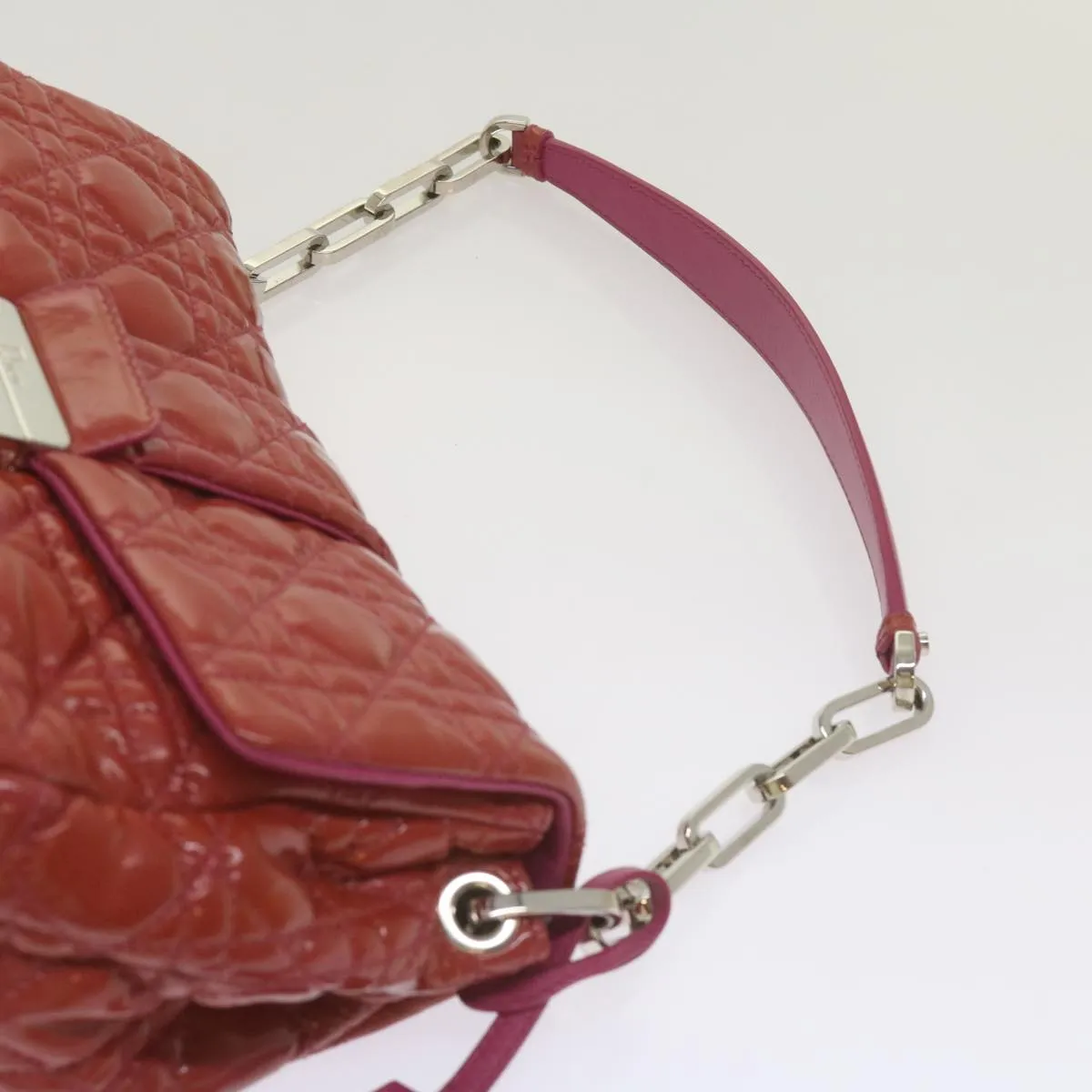 CHRISTIAN DIOR Canage Newlock Shoulder Bag patent Red Auth hk1131