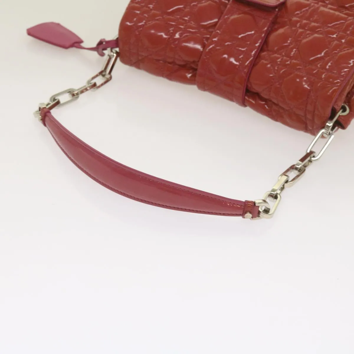 CHRISTIAN DIOR Canage Newlock Shoulder Bag patent Red Auth hk1131