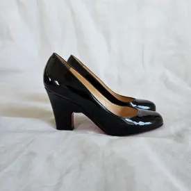 Christian Louboutin black patent block heel pumps, 37.5
