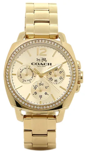 Coach 14502127 Gold Dial Gold Plated Stainless Multifunction Women's Watch