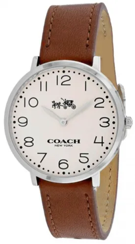 Coach 14502682 Slim Easton Silver Dial Brown Leather Strap Women's Watch